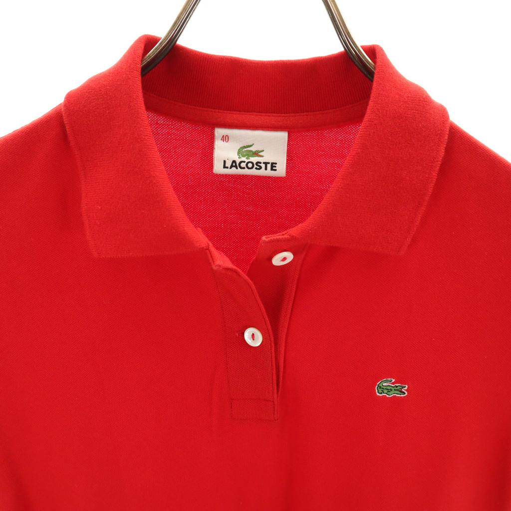 Lacoste Made In Japan Short Sleeve Polo One Piece 40 Red Kanoko Fabric Women Used