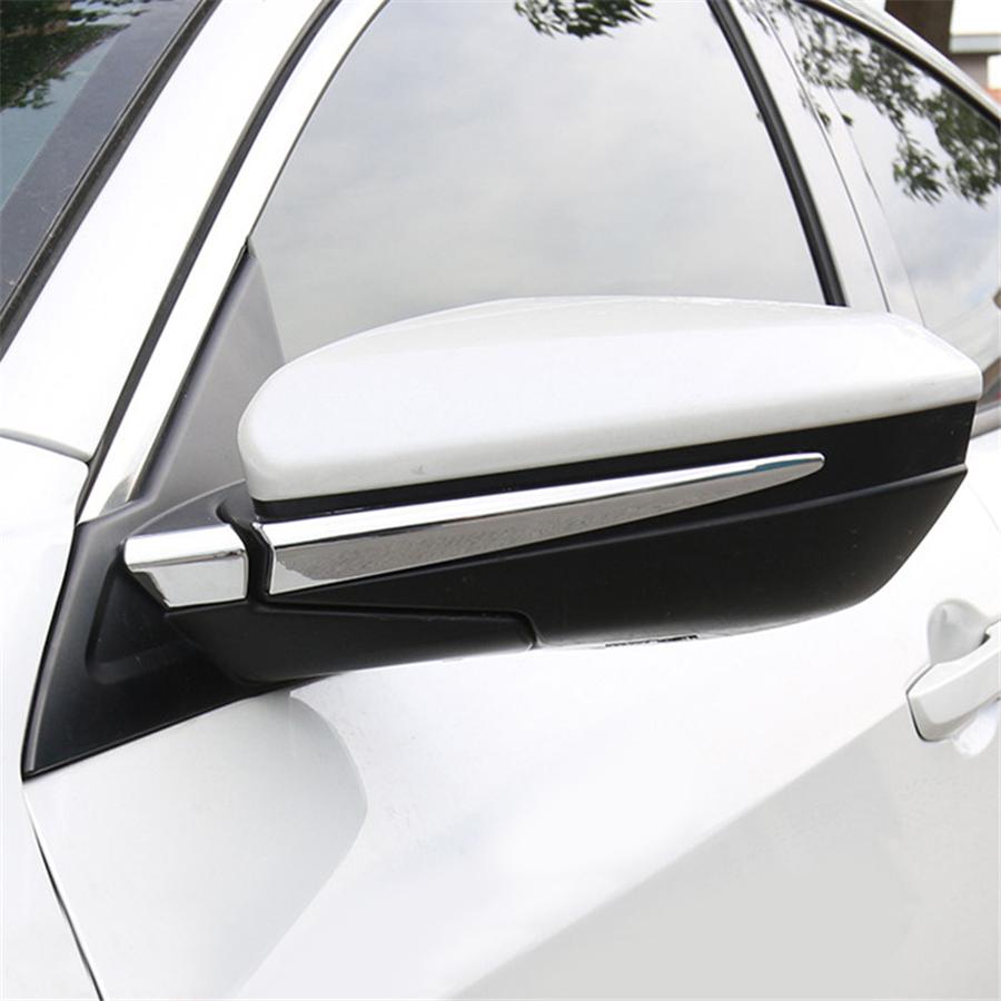 Chrome Rear View Mirror Pillar Trim Cover + Side Mirror Cover Trim Fit For Honda Civic 2016–2019
