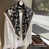 Korean Triangular Fart Curtain Waist Twill Silk Scarf Flower Versatile Basic Scarf Scarf Shawl Women