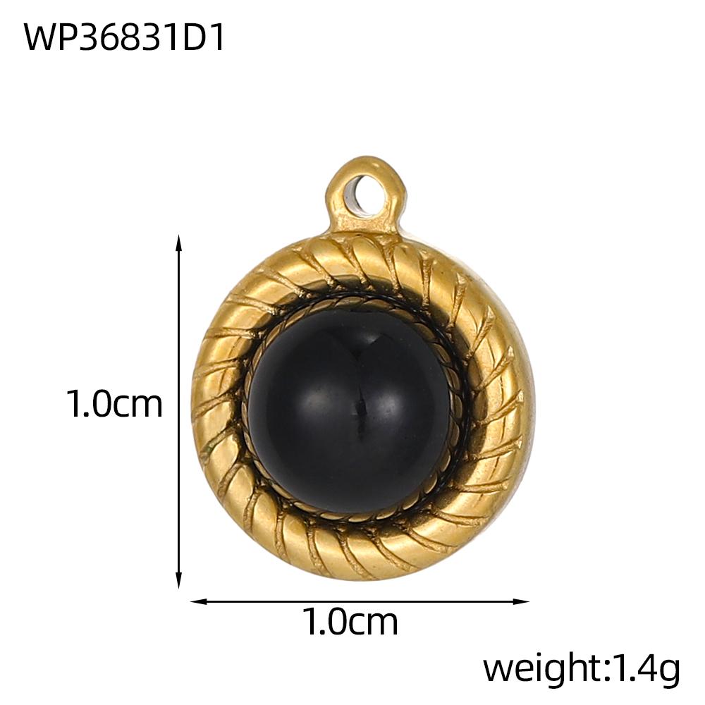 

CARLIDANA Vintage Stainless Steel Pendant Gold Plated Multi-Colored Round Natural Stone Handmade Diy Necklace Jewelry Charms