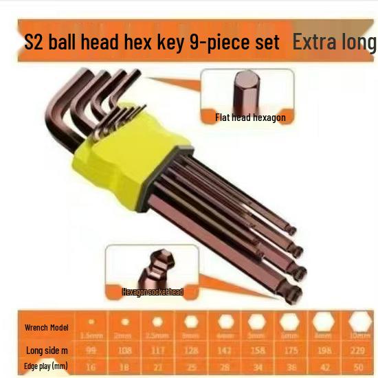German Hexagonal High-Hardness 9-Piece Allen Wrench and Screwdriver Set