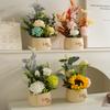 Decorative Artificial Potted Plant Small Size, Nordic Style Faux Green Bonsai for Indoor Desk Decor