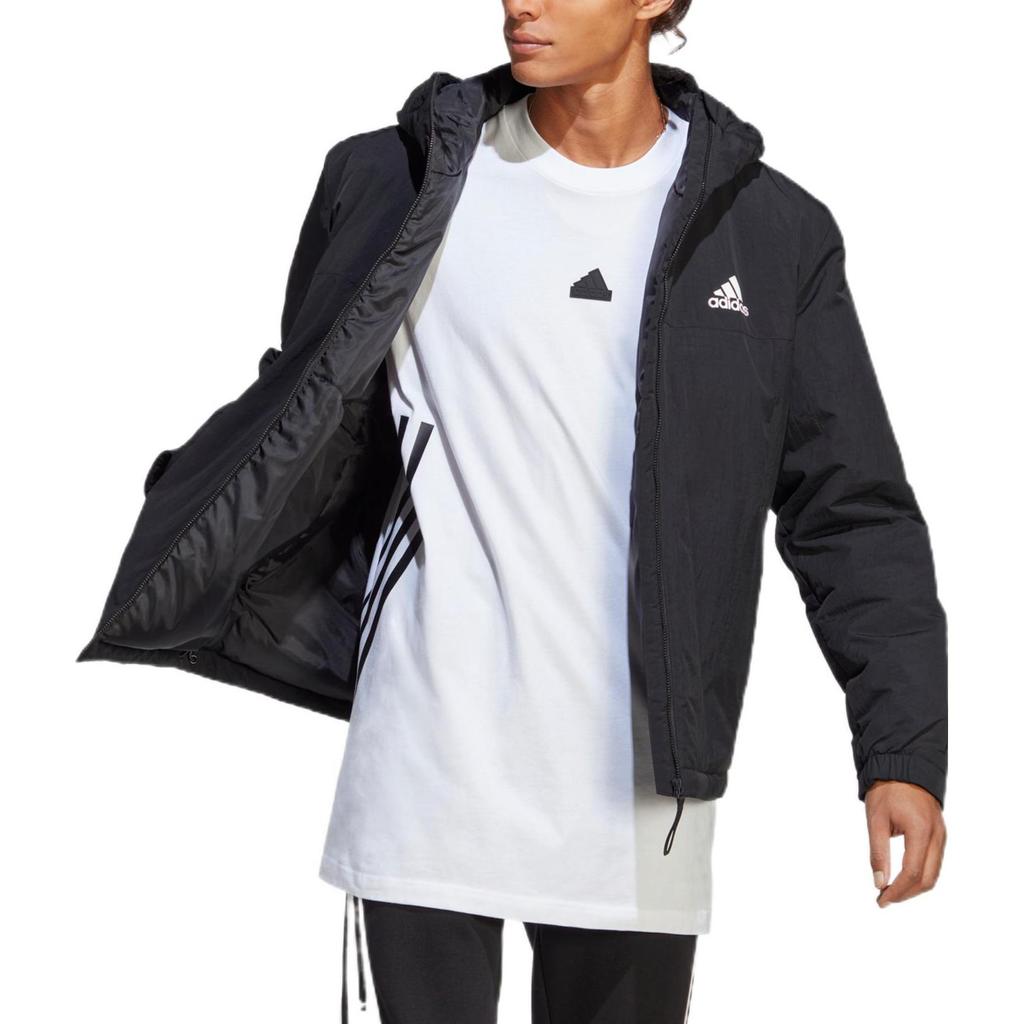 Adidas Printed Logo Zip Hoodie Jacket Men Outerwear Black HT8715