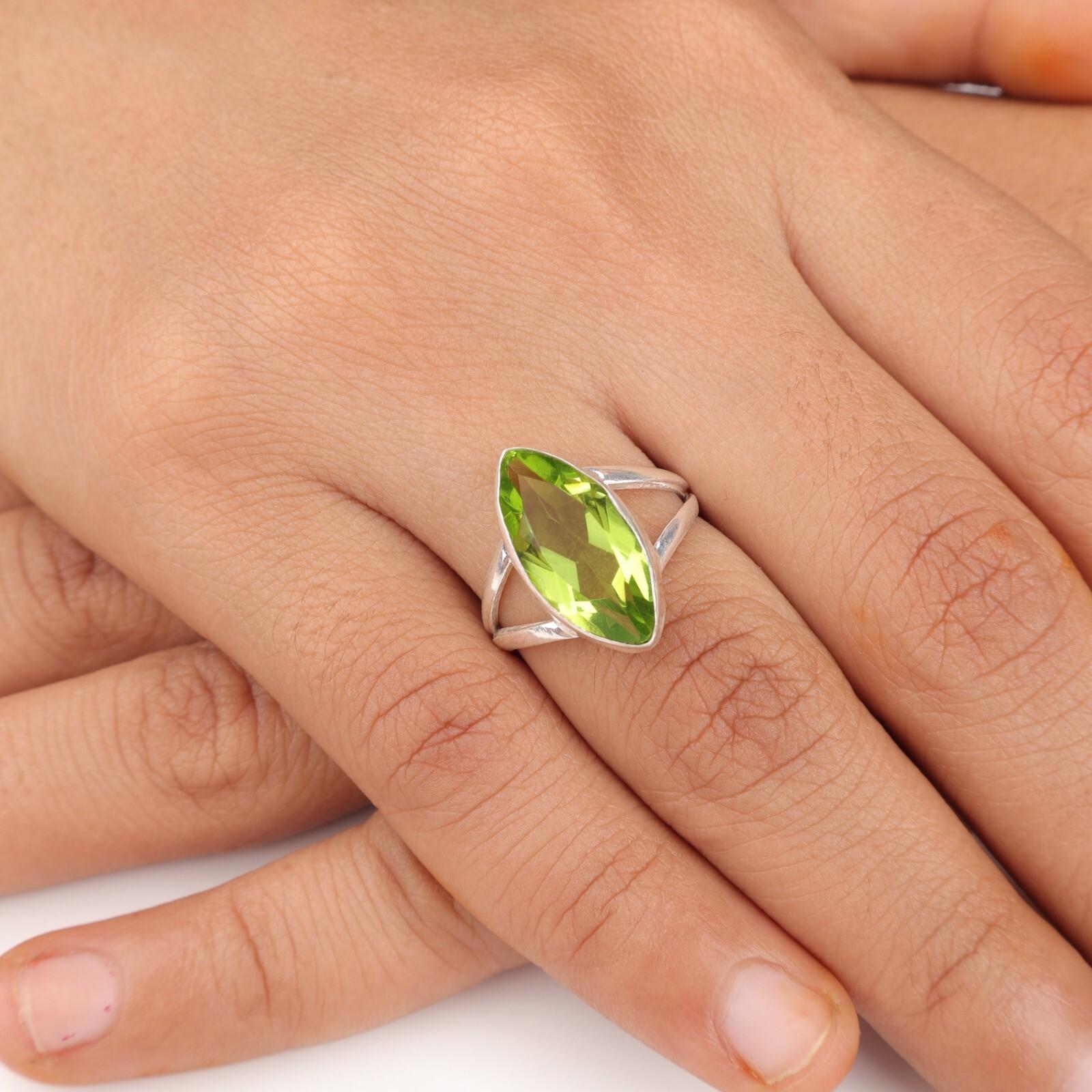 

Peridot Gemstone 925 Sterling Silver Jewelry Handcrafted Stylish Ring For Women RR-23-10 13