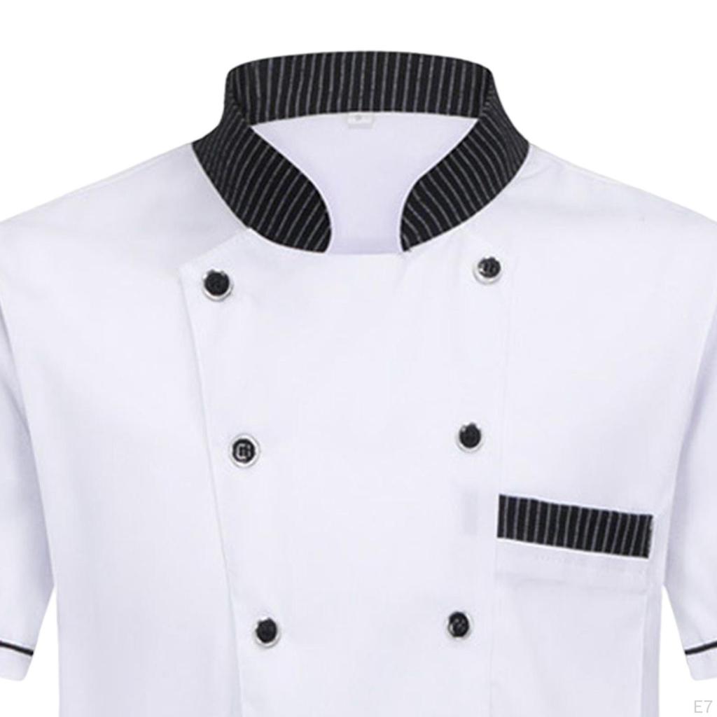 Chef Jacket Short Sleeve Food Kitchen Lightweight Cooker Coat