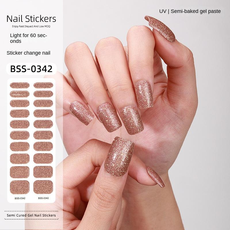 

Новые гелевые наклейки для маникюра, однотонные, с зеленым луком, порошком, УФ-светом, полуотвержденные наклейки для ногтей BSS-0342