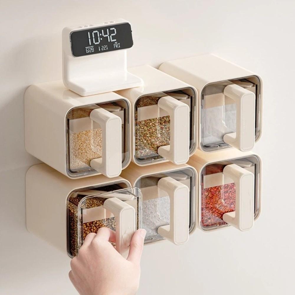 No Punch Spice Storage Rack Wall-Mounted Kitchen Seasoning Jar Easy Installation Salt Jars  Cooking