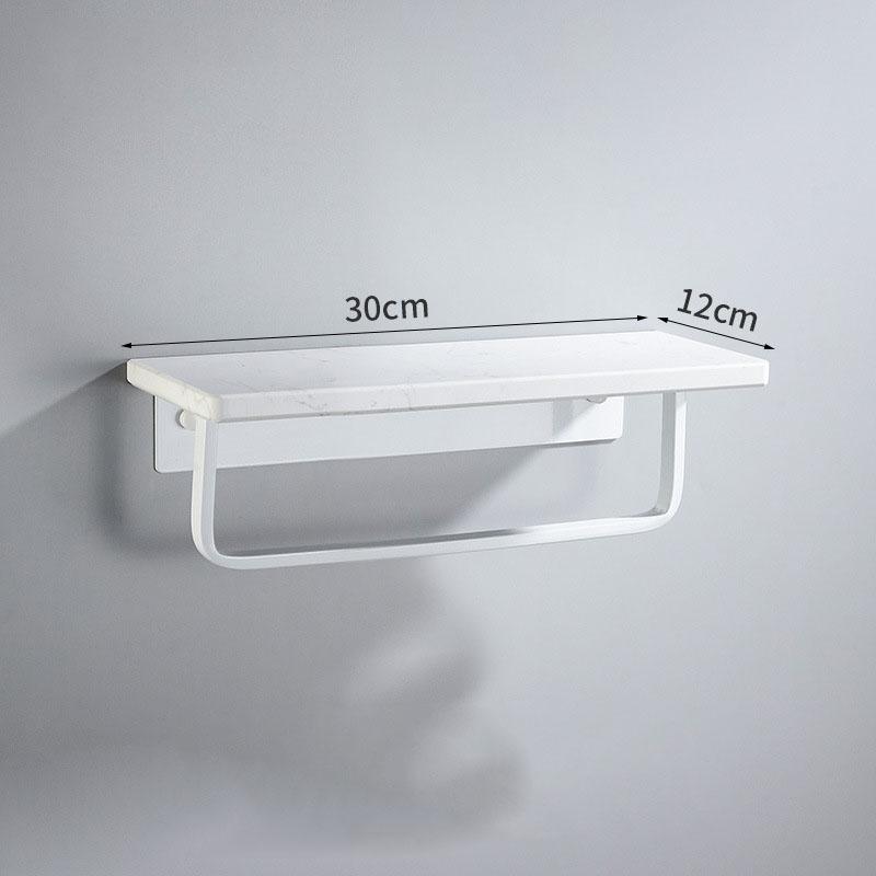 Black/White Marble Bathroom Shelf Wall-mounted Bathroom Storage Rack Aluminum Shower Stand With Rod Bathroom Accessory