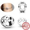 925 Sterling copper Cute Animals Dog Paw Print Pendant Love Heart Beads Fit Original Pantaro Charms Bracelet DIY Zircon Making