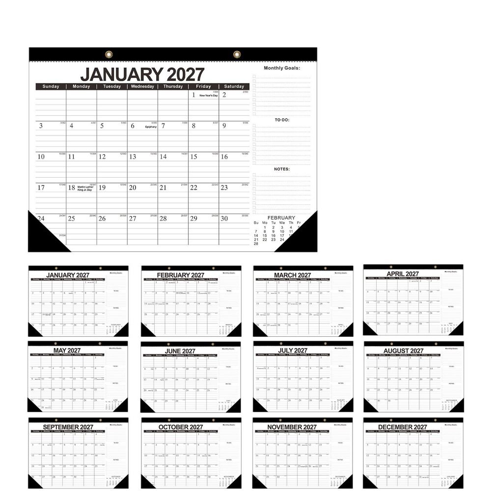 2027 English Calendar with Hanging Hole Calendar Planner Practical Wall Calendar  Home Decoration