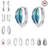 925 Silver Double Hoop Earrings Zircon Fit Charms Diy Fine Jewelry Gift For Women Making Accessories