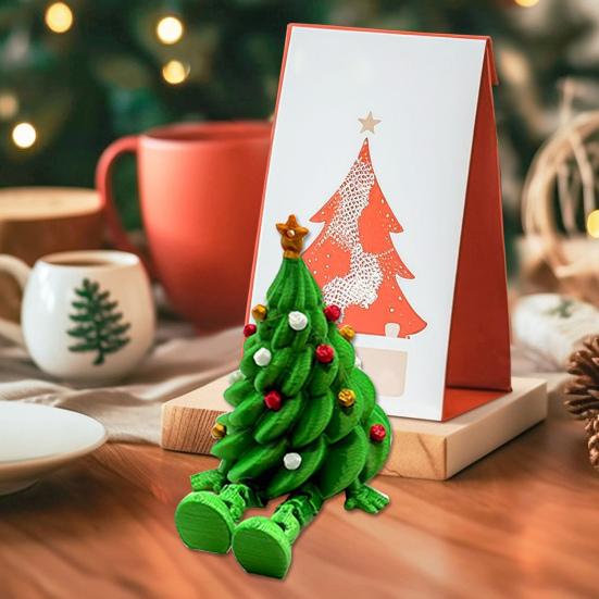 Articulated Christmas Tree Shelf Sitter 3D Printed Christmas Tree Desktop Figurine with Movable Joints