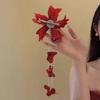 Long Tassel Sweet Petal Hair Clips Elegant Flower Duckbill Clip  Women Use
