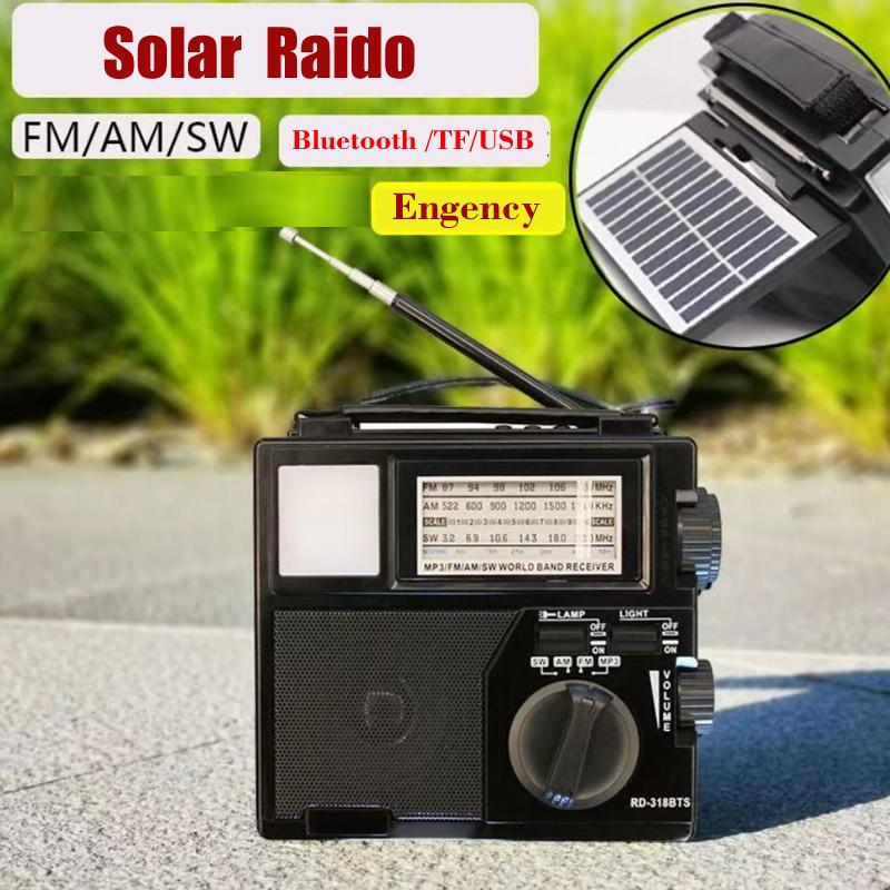 Solar Panel Portable Wireless Link Multiband Radio with Usb Tf Card and Led Light