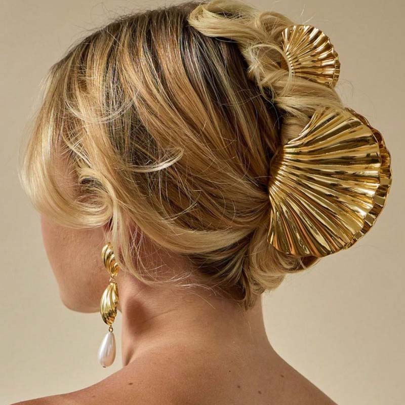 Fashion Gold Color Metal Shell Hair Claws Hairwear for Women Sweet Clip Crab Clamps Hair Clips Claw Clip Trendy Hair Accessories