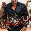 Kerst Heren Kersttafereel Print Shirt Sneeuw Sneeuw Casual Mode Kraag Knopen Lange Mouwen Feest Herfst Shirt