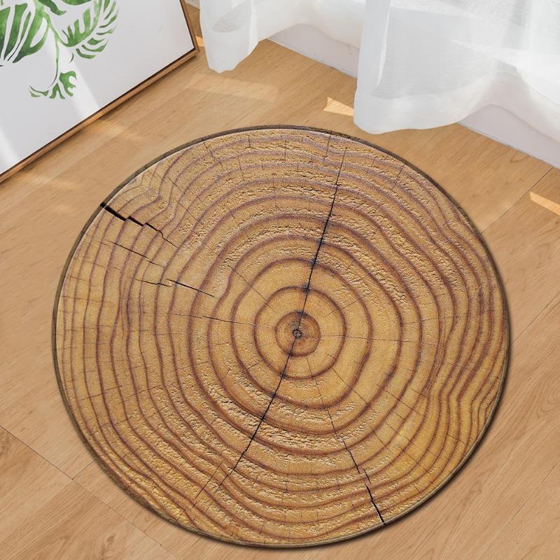 Rotten Wood Print Round Rug Area Minimalist Soft for Living Room Bedroom Decor Floor Mat Slip-resistant Wear-resistant Beautiful 60cmx60cm