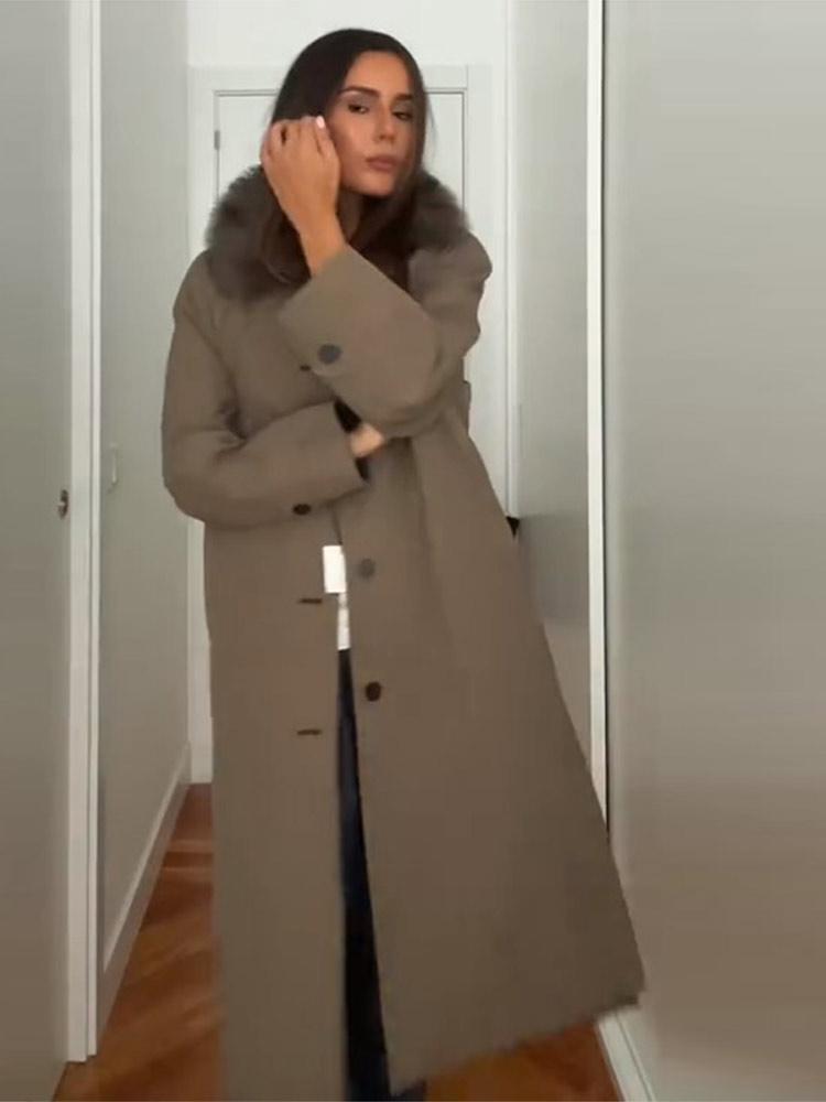 Damen V-förmiger Übersetzungs-Langarm-Einreiher-Mantel