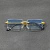 Rimless Rectangle Sunglasses Men Metal Gradient Gray Lens Big Frameless Sun Glasses Women UV400