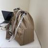 Large Capacity Drawstring Bag Women's Tote Bag Solid Color Shoulder Bag