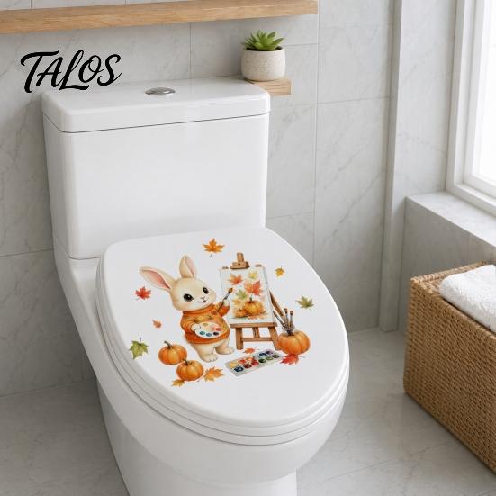 Decorative Cabinet Door Stickers Thanksgiving Fall Wall Stickers, Cute Cartoon Rabbit Squirrel Pumpkin Maple Leaf Decals Environmentally Friendly Art