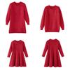 Stylish Red Thick Round Neck Sweater for Family Matching (Autumn & Winter, 3-4 People)