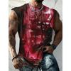 Men\'s Bottom Shirt Pattern Boat Rudder V-Neck 3D Outdoor Street Sleeveless Printed Clothing Athletic Casual Big & Tall Tank Top
