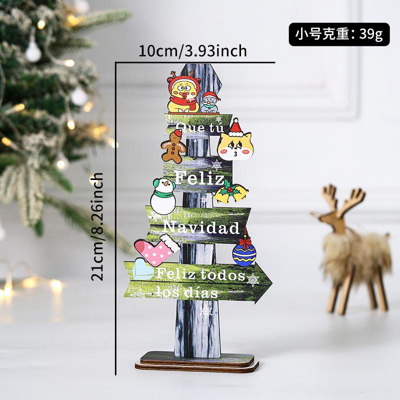1pc Wooden Xmas Tree Ornaments Santa Claus Snowman 2026 Merry Christmas Home Decoration New Year Desktop Decor Navidad