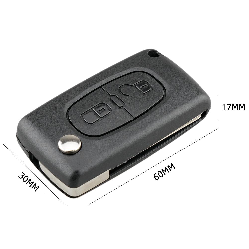 2 Buttons Flip Folding Key Case Black Remote Flip Folding Key Shell Cover Case for Peugeot 207 307