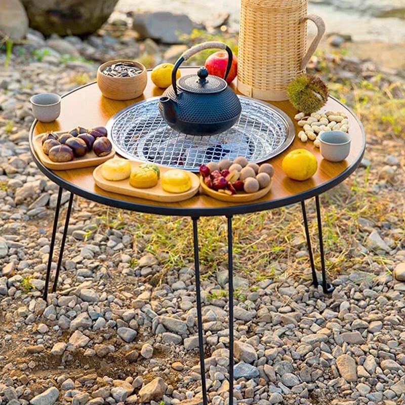 FTLY Outdoor Folding Round Table BBQ Set