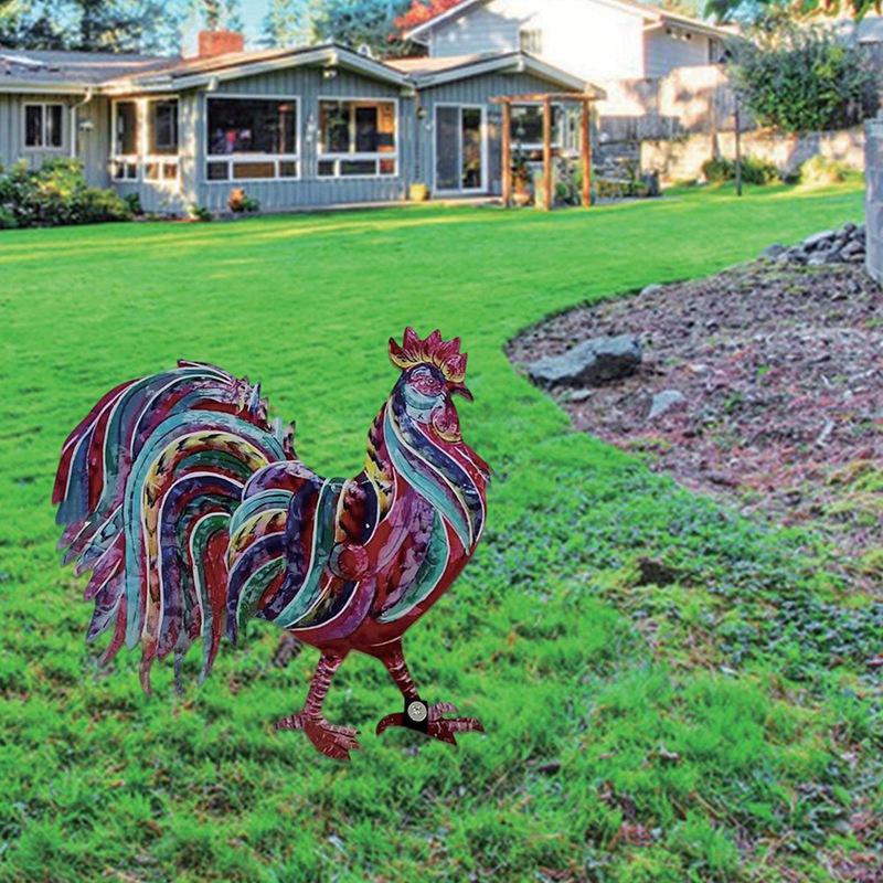 Țăruș de grădină din curte Ornament cocoș din fier forjat Decor de grădină