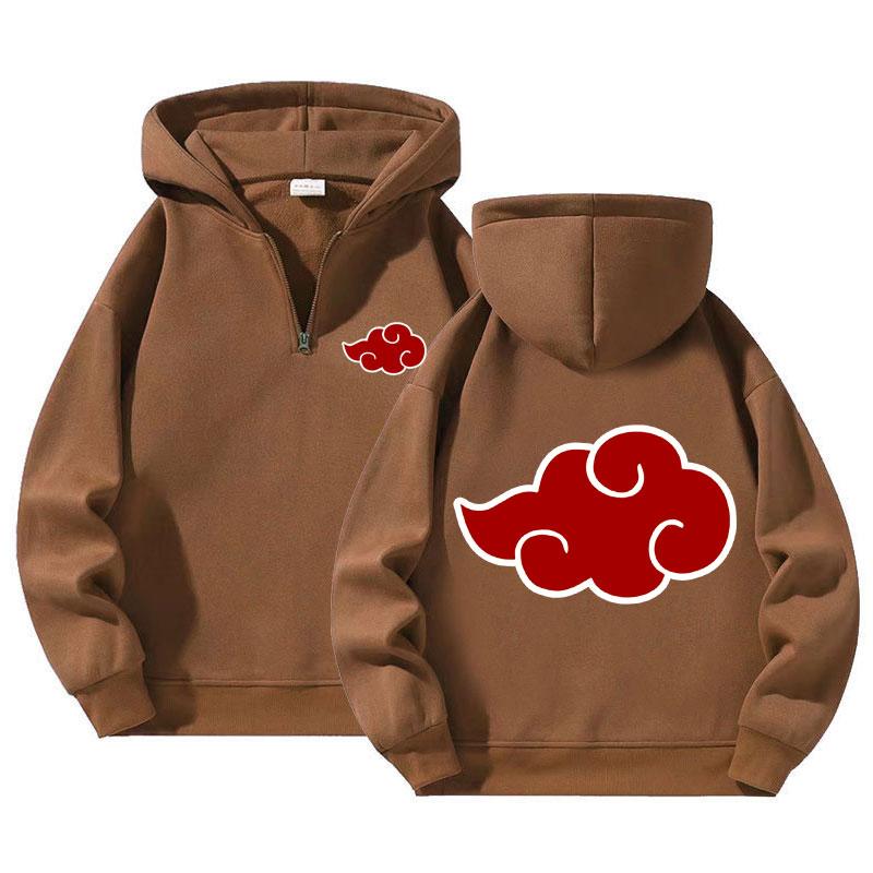 Anime Pullover Quarter Zipper Hoodies Sports Outdoor Streetwear Casual Mens Clothing Naruto Hoodie Sweatshirts