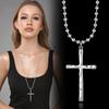 Geometric Beaded Chain Necklace With Cross Pendant For Unisex Fashion Jewelry