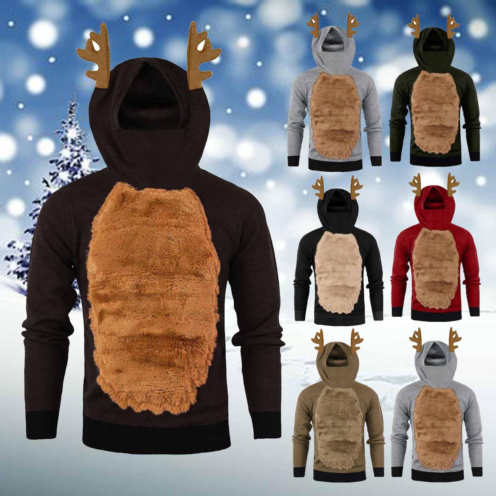 

Мужская осенне-зимняя толстовка с капюшоном из перьев, рождественская 3D блузка, топ