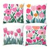 Colorful Tulip Pattern Home Decor Pillowcase Living Room Sofa Polyester Cushion Cover with Zipper