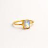 Rainbow Moonstone Minimalist Gold Plated 925 Sterling Silver Ring, Handmade Bohemian Jewelry for Women