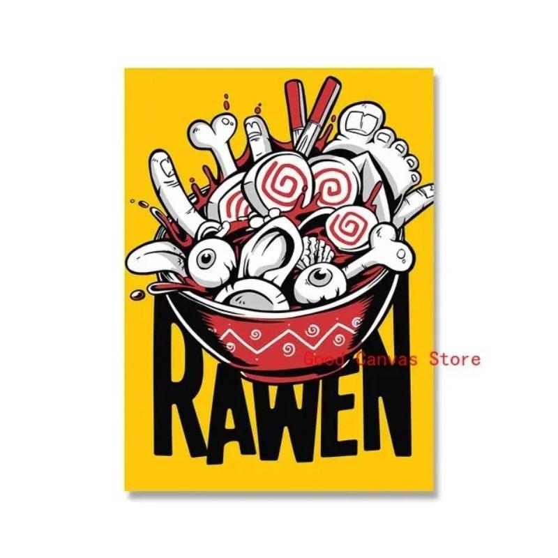 Japanese Food Posters Funny Ramen Noodles Sushi Canvas Painting Print Wall Art Picture for Restaurant Kitchen Home Decor Cuadros