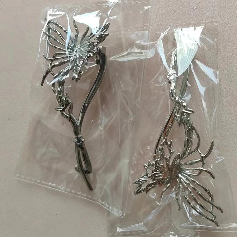 Back of Head Plate Butterfly Alloy Hairpin Large Size Hair Clip Elegant Banana Clip  for Women