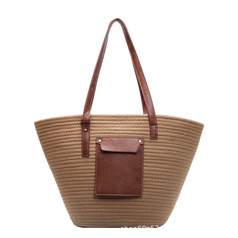 2025 New Rattan Bag Women's Holiday Beach Bag Simple Casual Versatile Bag Large-capacity Travel Vegetable Basket