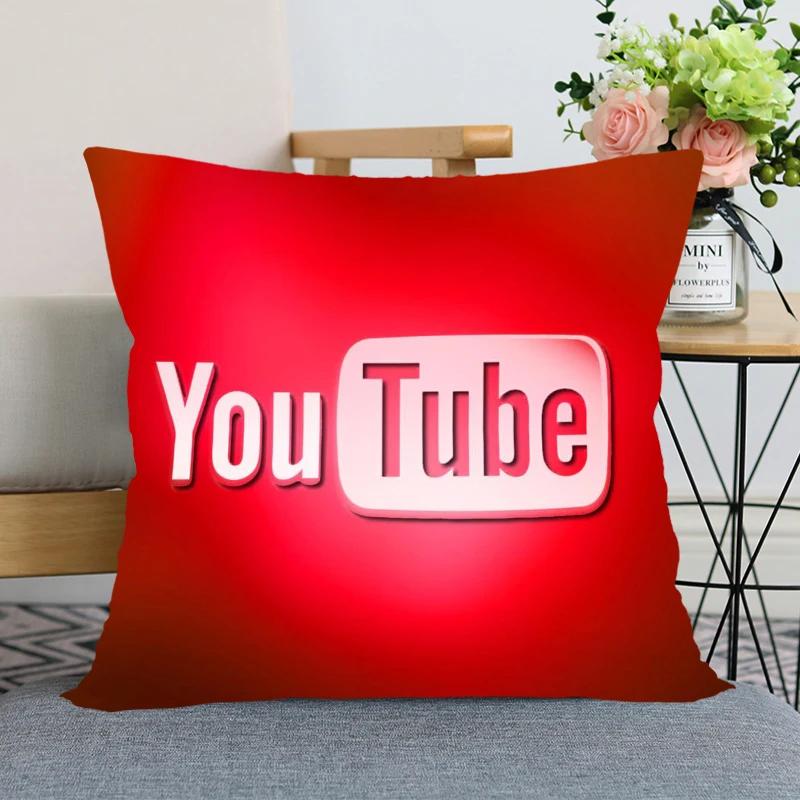 App Logo Youtube Pillowcase Bedroom Home Decorative Pillow Cover Square Zipper Pillow Cases Satin Soft Fabric 40X40Cm 45X45Cm