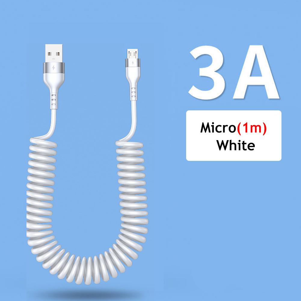 

66 Вт 5A USB Type C кабель для передачи данных 3A Micro USB пружинный телескопический кабель для быстрой зарядки для Android телефон аксессуары автомобильный USB-кабель
