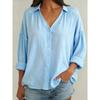 JPNTKY Women's Fashion Casual Solid Color Print Long Sleeve V Neck Blouses & Shirts