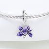 PANPOKI Copper Metal Purple Iris Flower Pendant Bead Components Authentic Original Bracelet High Quality Fine Jewelry Charm Bead Components High