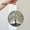 Wall Hanging Ornament Tree of Life Round Sign, Stained Glass Acrylic Suncatcher Decoration Decoration, Window for Indoor Outdoor
