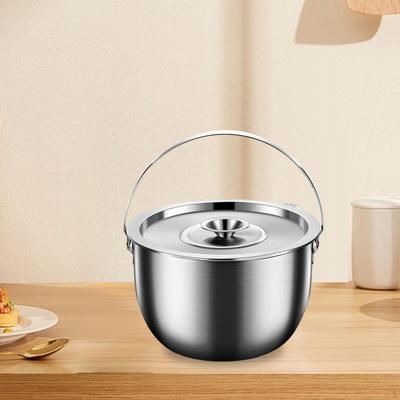 Camping Container Pot Multifunctional with Lid and Handle Camp Cookware for Restaurant BBQ Cooking