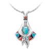 Bohemian Tribal Ethnic Style Necklace Imitation Turquoise Feather Pendant Niche Necklace