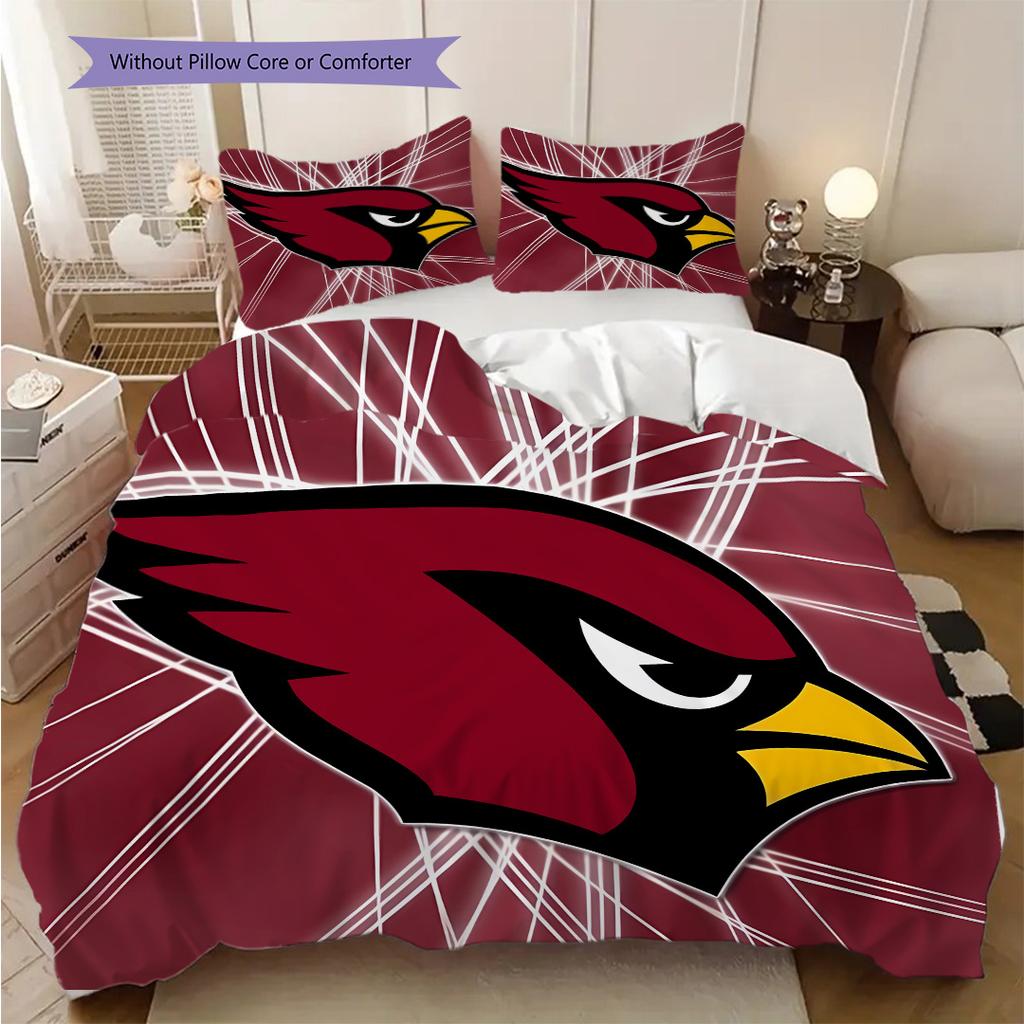 Arizona Cardinals Vzorovaná Sada Povlečení Prošívaná Přikrývka Povlak na Polštář Domácí Dekorace Narozeninový Dárek (1 * povlak na peřinu + 2 * povlak na polštář, bez jádra)