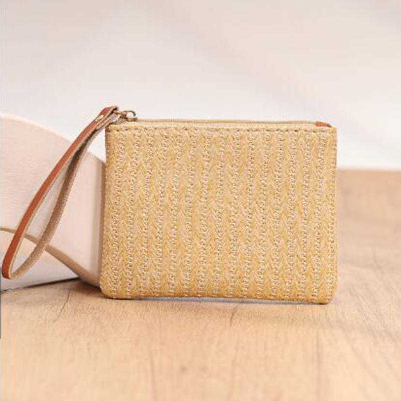 New Fashionable Women's Vertical Pattern PP Material Coin Purse  Mini Solid Color Handheld Coin Purse Travel Portable Card Bags