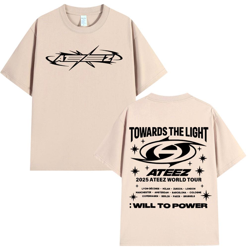Coreean Kpop 2025 Turneul Mondial Ateez Towards The Light: Tricou Voința de Putere Bărbați Femei Modă Casual Bumbac Tricouri Streetwear