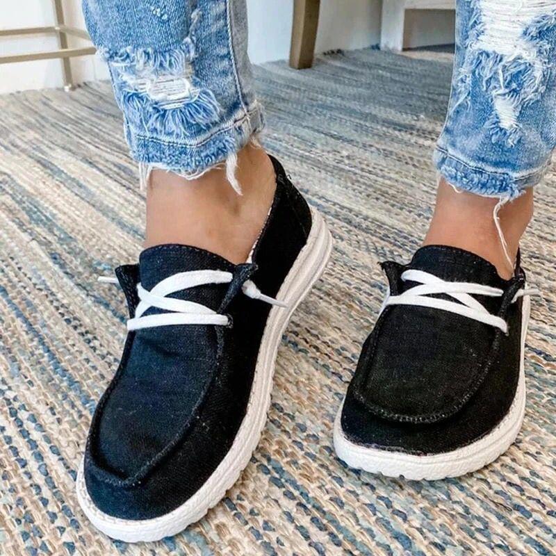 Casual lace-up women's shoes flat single shoes one-pedal lazy shoes
